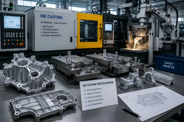 Die casting process review for suitable aluminum or zinc housings, covers, brackets, and structural components where repeat-production consistency and cost control are important.