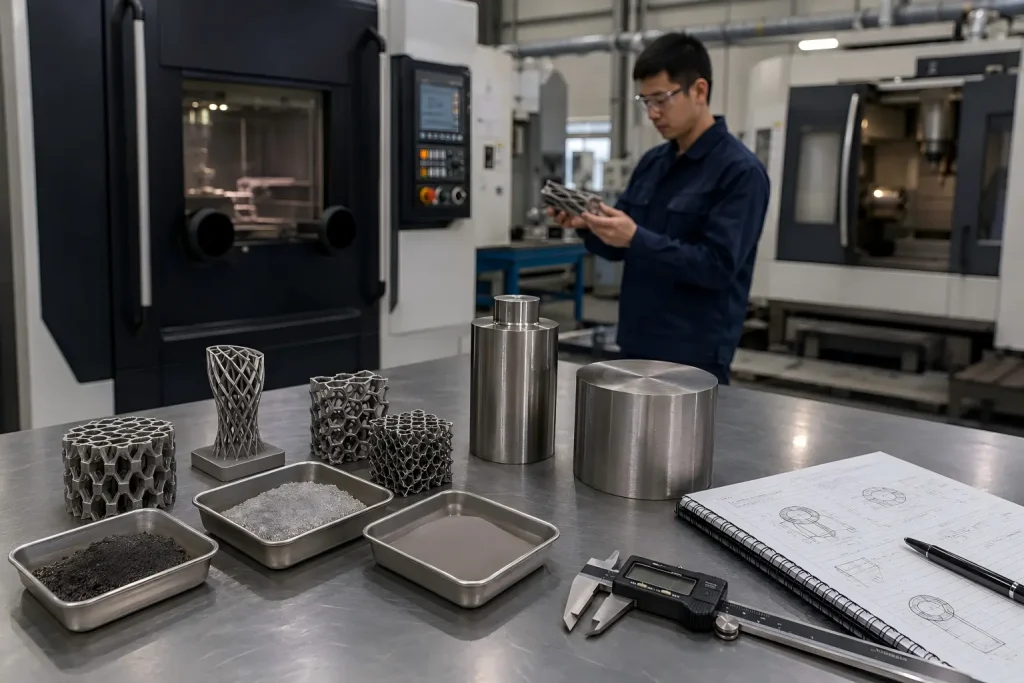 Metals difficult to 3D print compared with CNC machined metal parts and metal additive manufacturing samples.