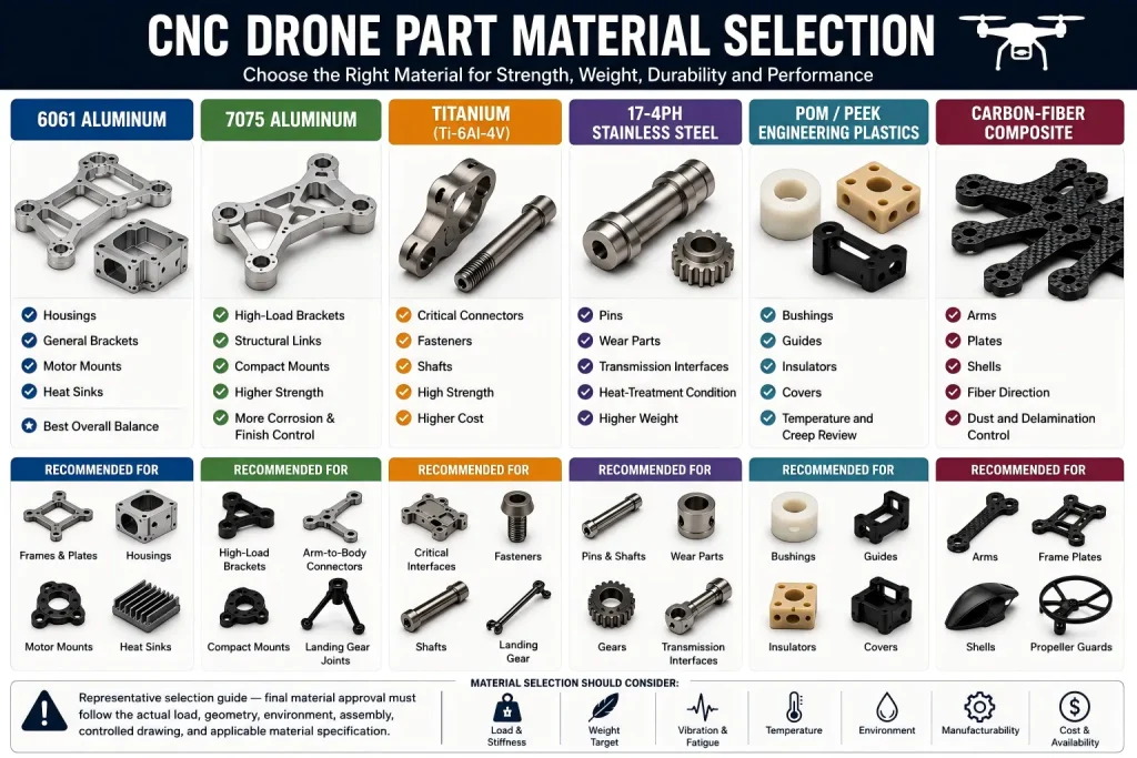 Best Materials for CNC Machining Drone Parts: Top 5 Options for Strength,