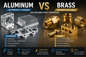 aluminum vs brass CNC machined parts comparison showing lightweight machining and conductivity differences