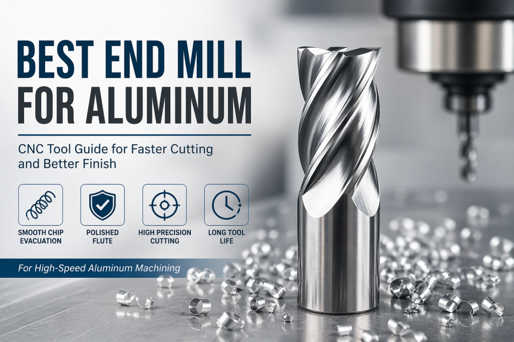 polished carbide end mill for aluminum with mirror flute chip evacuation design
