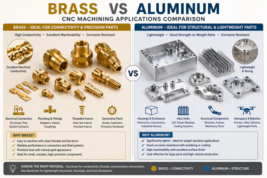 brass electrical connectors vs aluminum housings CNC machining applications comparison