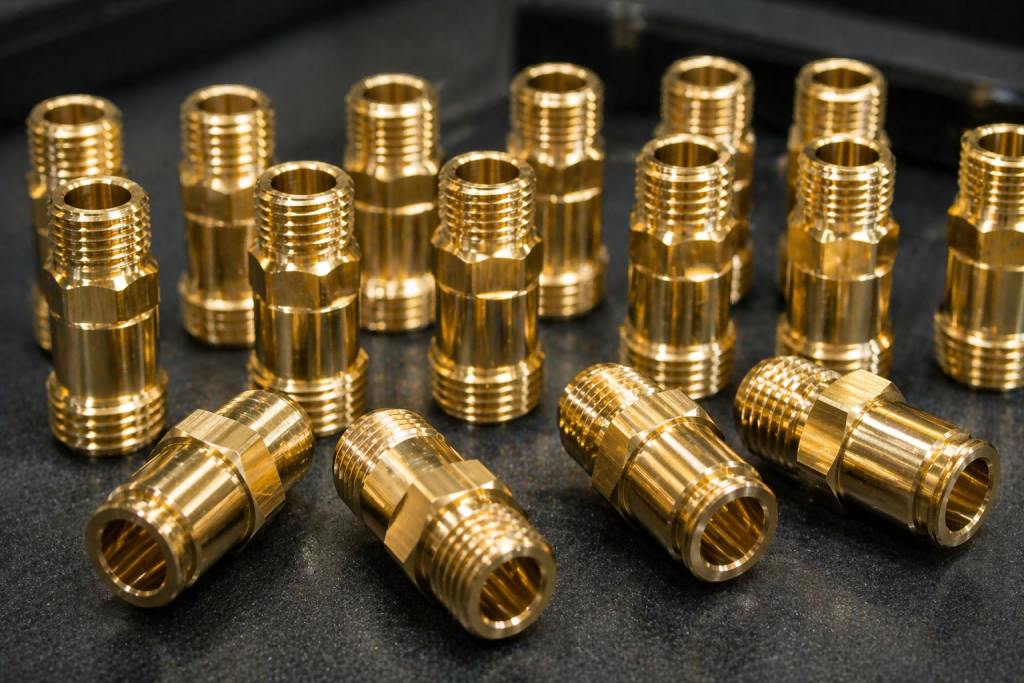 finished CNC machined brass electrical connectors with polished nickel plated surface