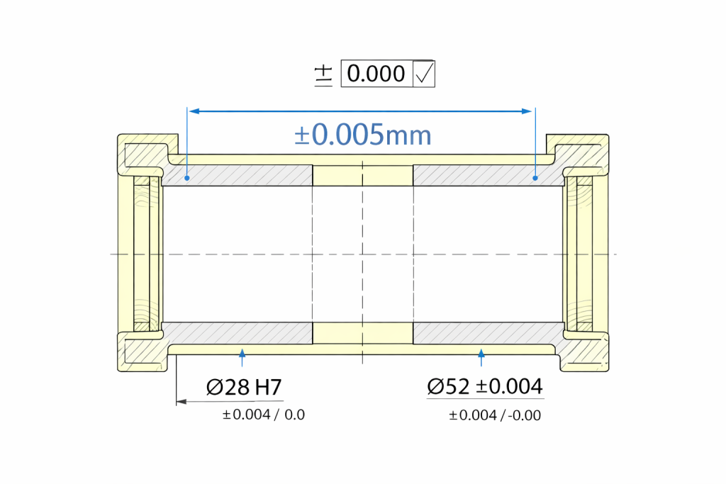motor housing concentricity tolerance ±0.005mm diagram