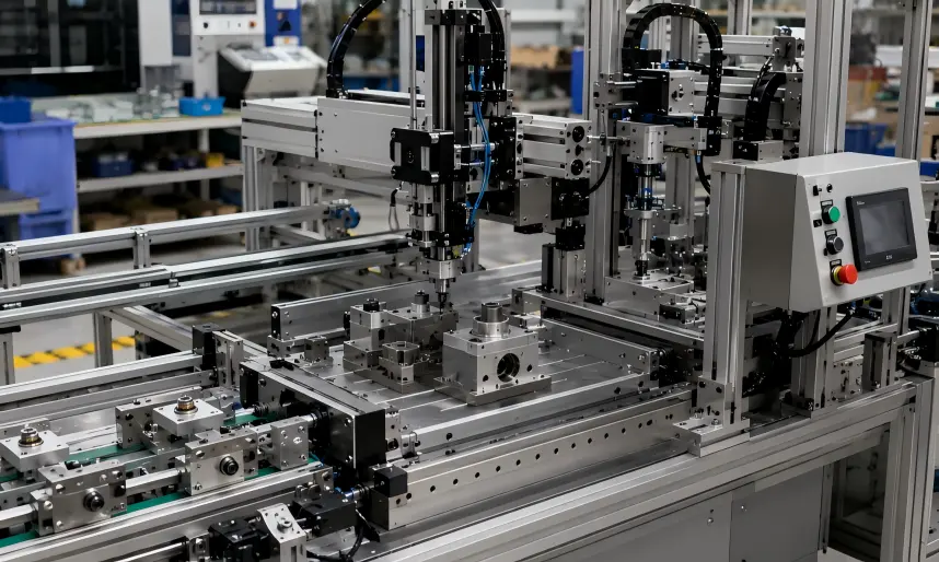 Industrial automation component manufacturing with CNC machined mounting plates, structural brackets, fixtures, adapter components, conveyor-system parts, control-panel enclosures, bushings, sleeves, and precision-machined parts.