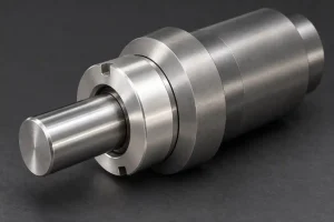 Illustration of a cylindrical guide cartridge with a mounting shoulder, slotted retaining ring, and projecting guide pin.
